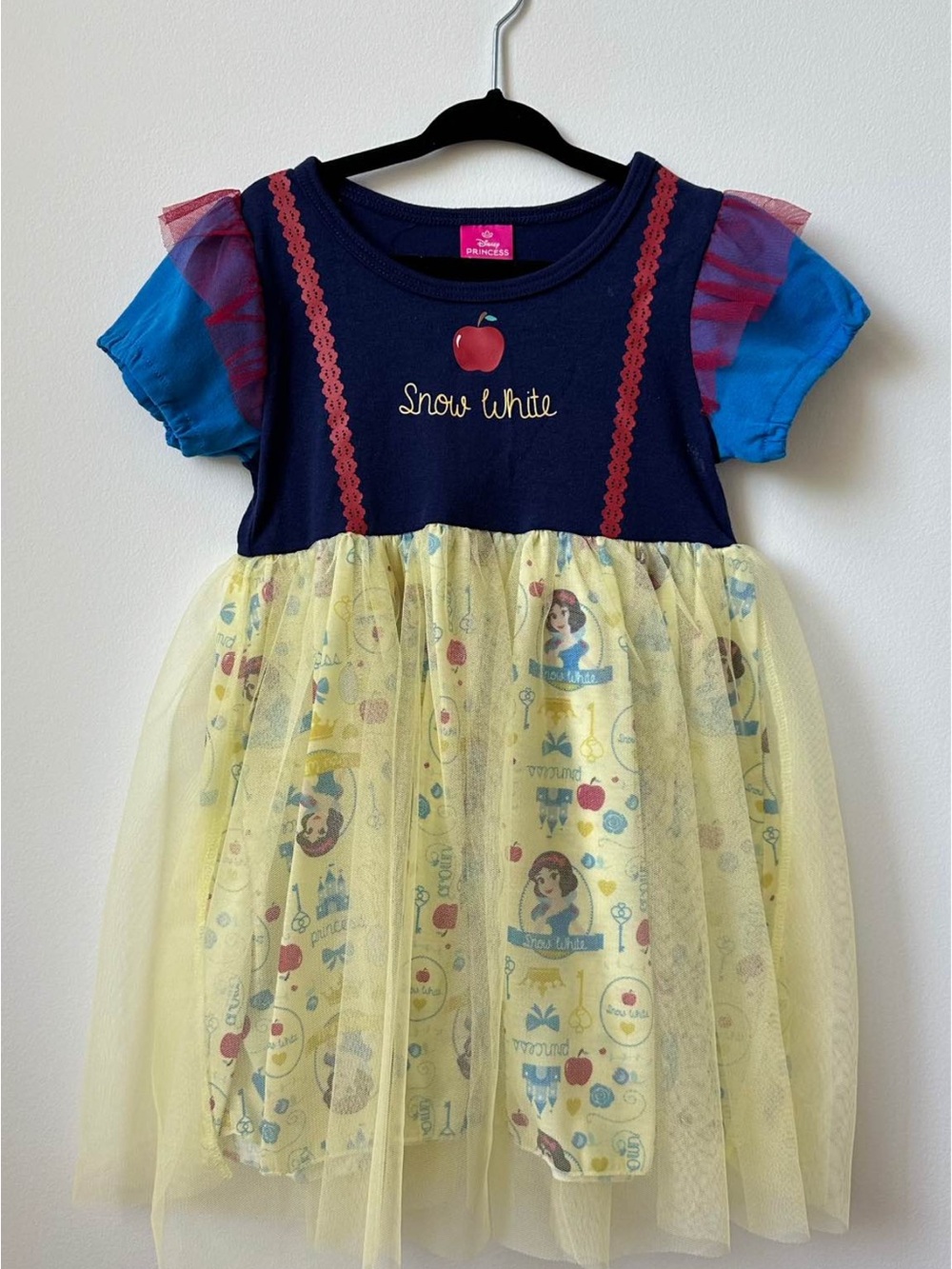 BWT 4/5T Disney Princess Snow White Navy Blue and Yellow Tulle Dress Tee